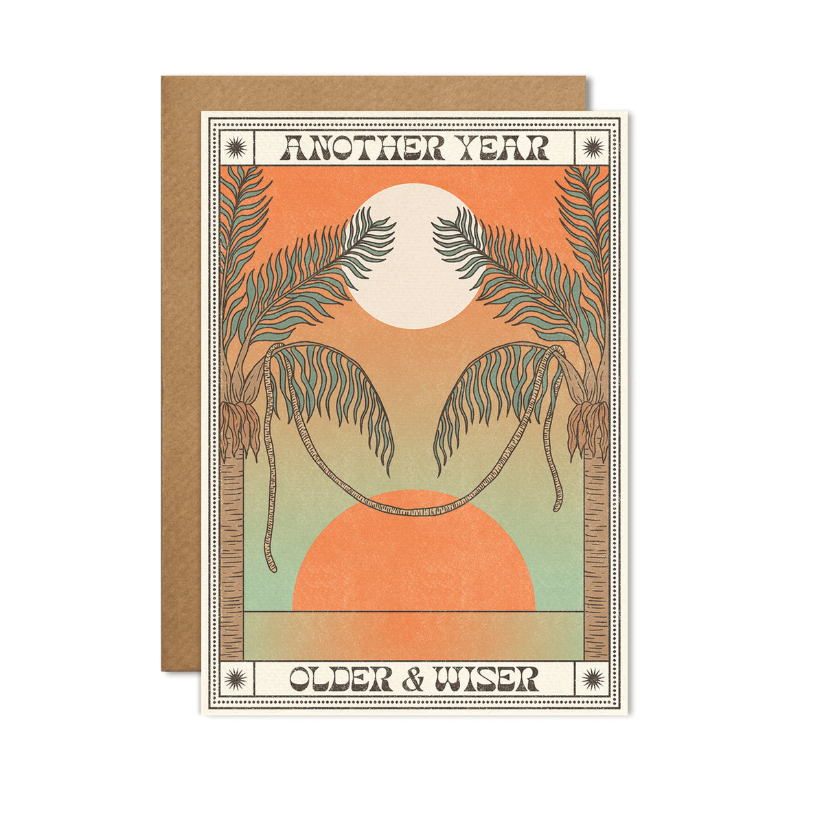 Another Year Older Wiser Vintage Sunset Birthday Card