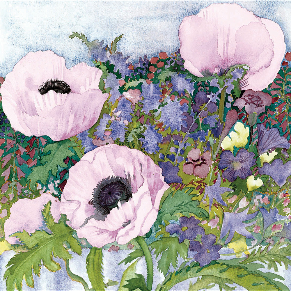 Pink Poppies Floral Art Card