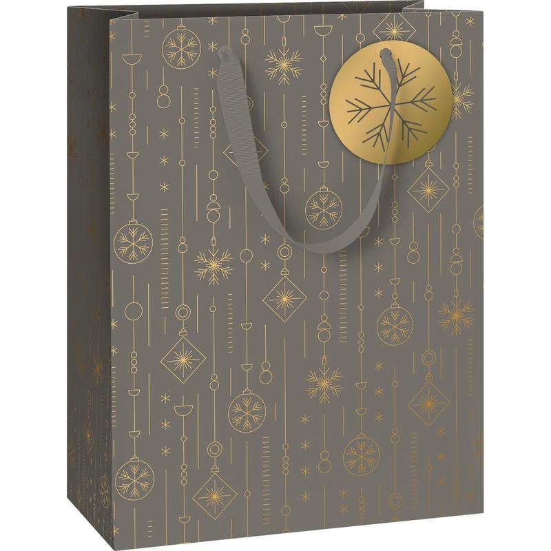 Eloise Grey Geometric Large Gift Bag - Penny Black