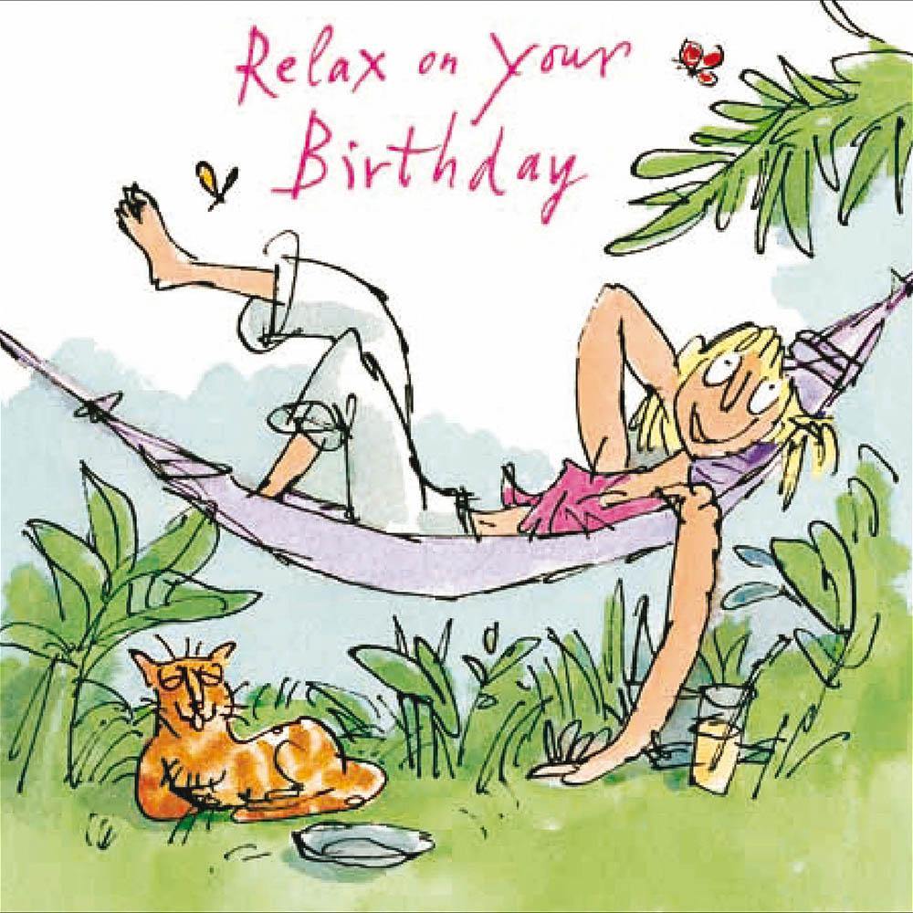 Lounging Around Hammock Quentin Blake Birthday Card - Penny Black