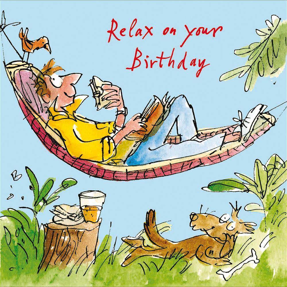 Relax On Your Birthday Hammock Quentin Blake Card - Penny Black