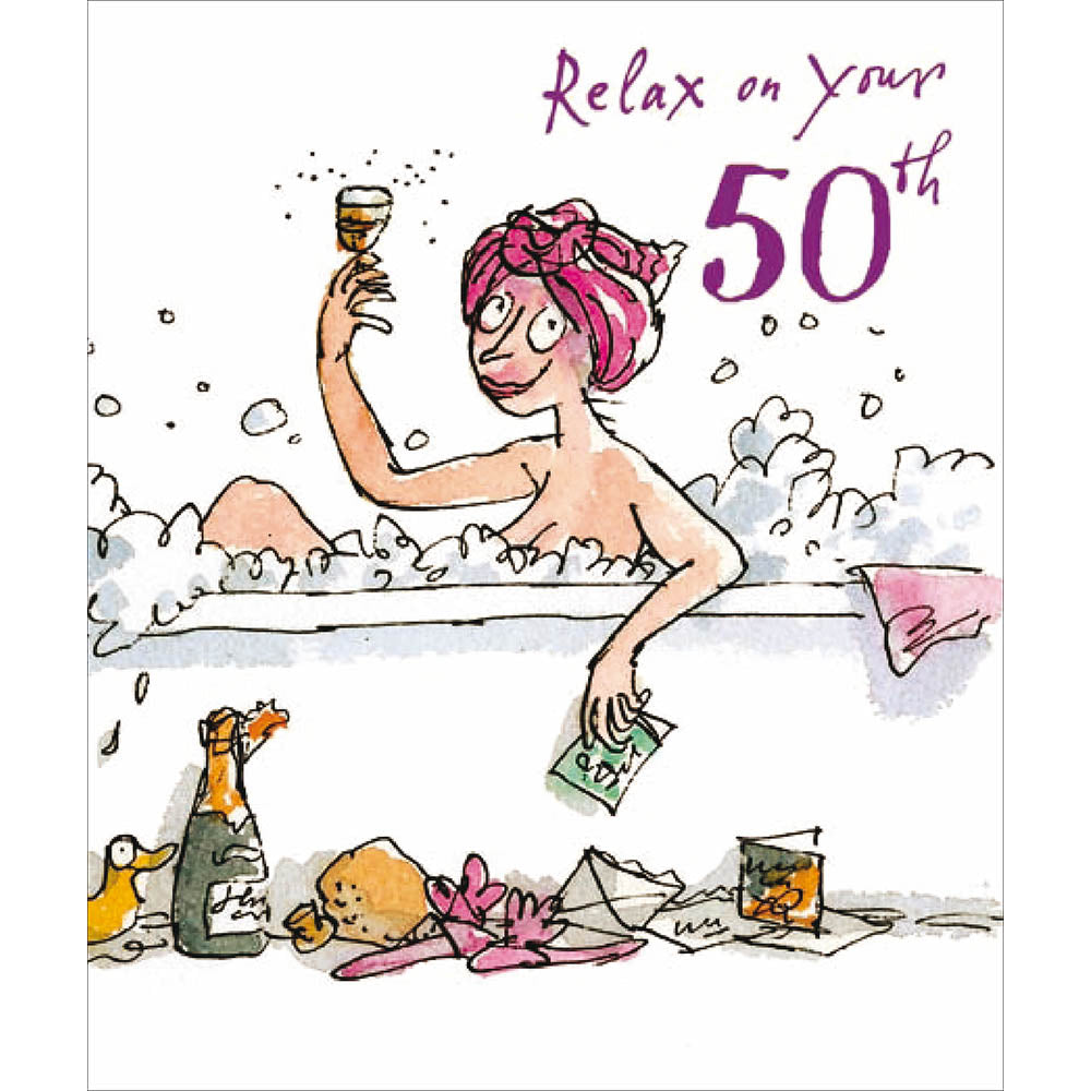 Relax In The Bath Quentin Blake 50th Birthday Card - Penny Black