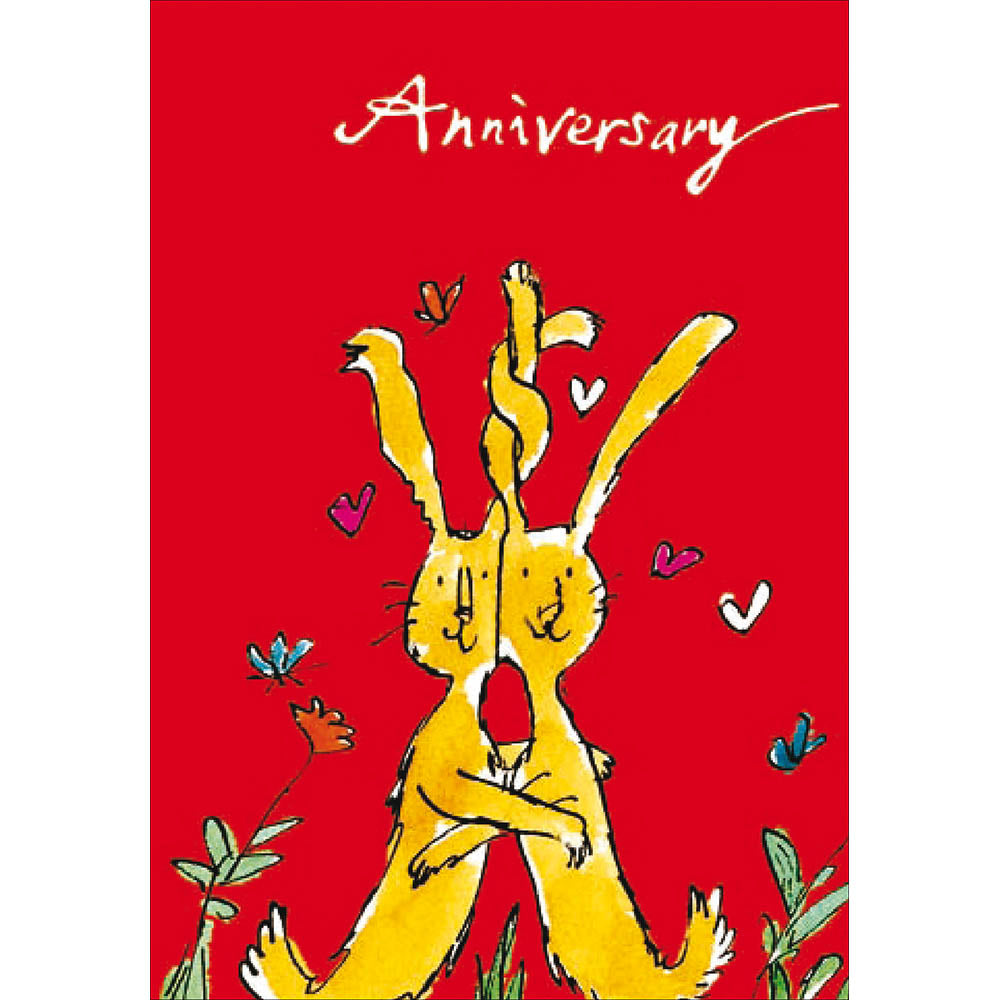 Cuddling Rabbits Quentin Blake Anniversary Card - Penny Black