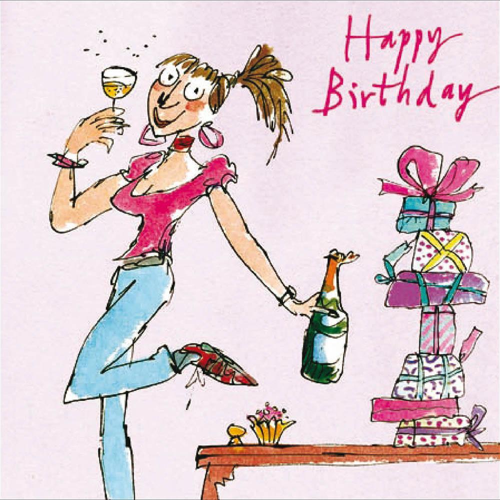 Bubbly Girl Quentin Blake Birthday Card - Penny Black