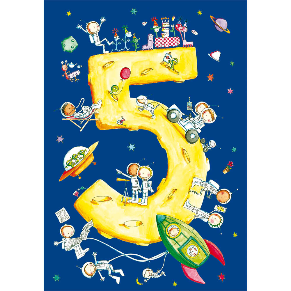 Space 5th Birthday Card - Penny Black