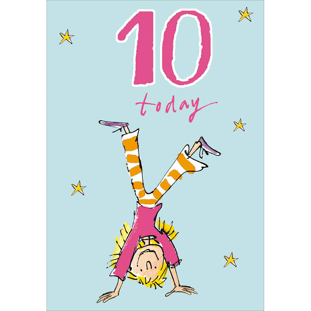 Handstand Girl Quentin Blake 10th Birthday Card by penny black