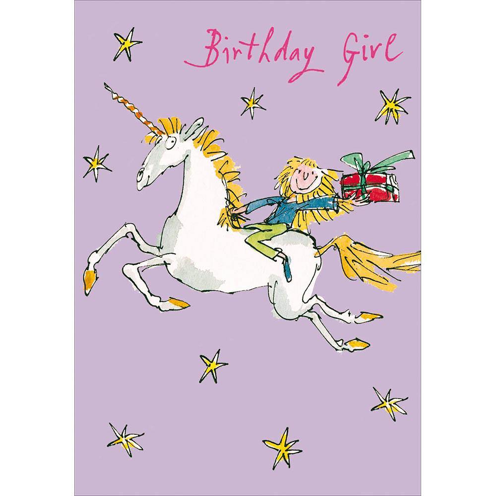 Birthday Girl Unicorn Quentin Blake Card - Penny Black