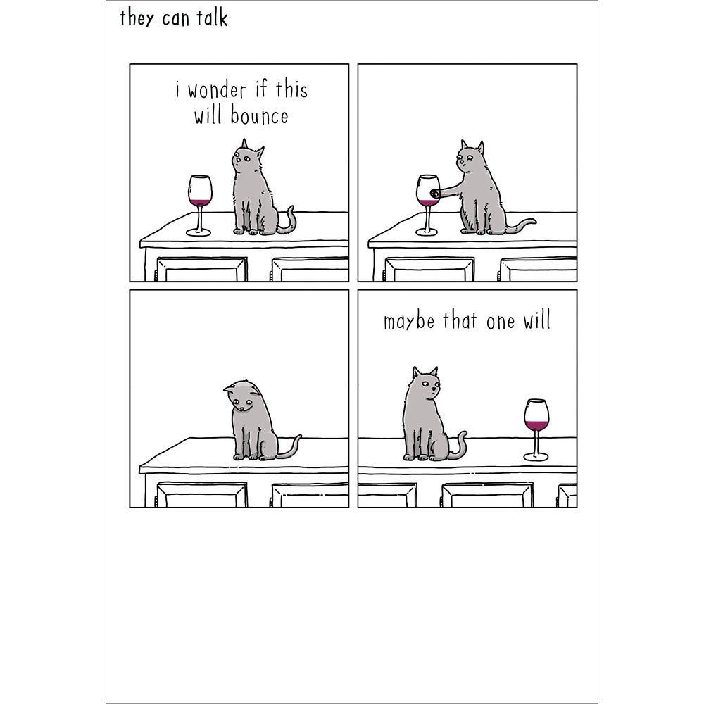 Bouncing Wine Glass Funny Cats Card - Penny Black