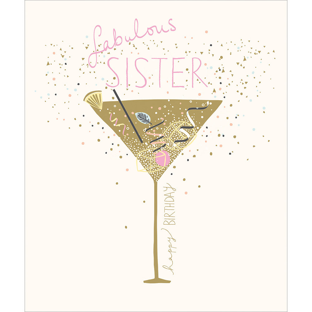 Fabulous Sister Cocktail Glass Birthday Card by penny black