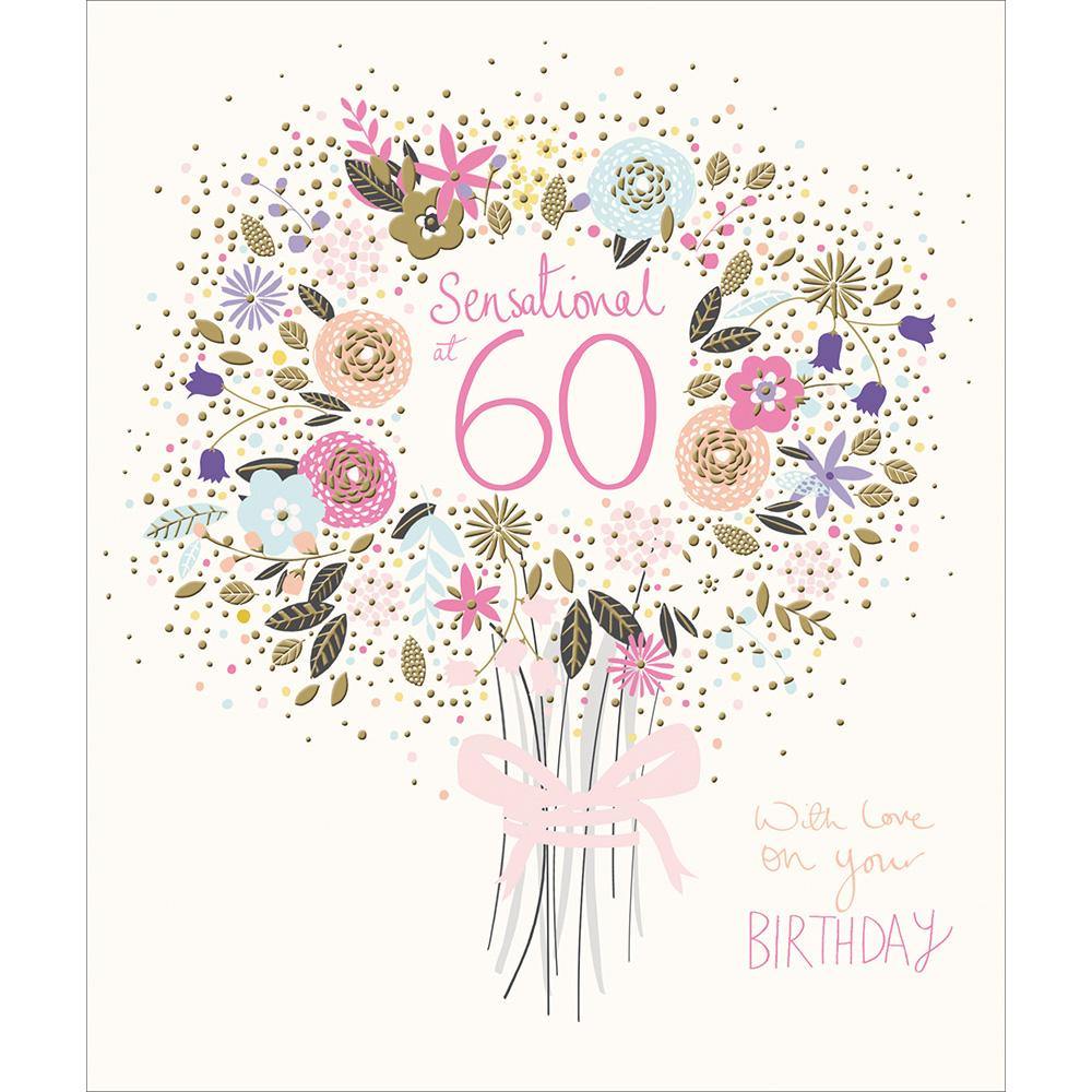 Sensational Bouquet 60th Birthday Card - Penny Black