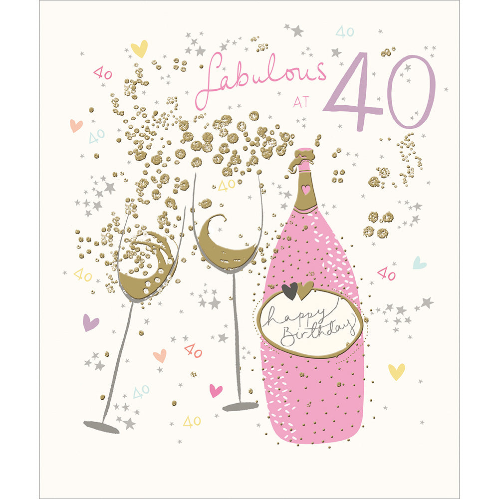 Fabulous 40 Sparkle &amp; Bubbly Birthday Card by penny black