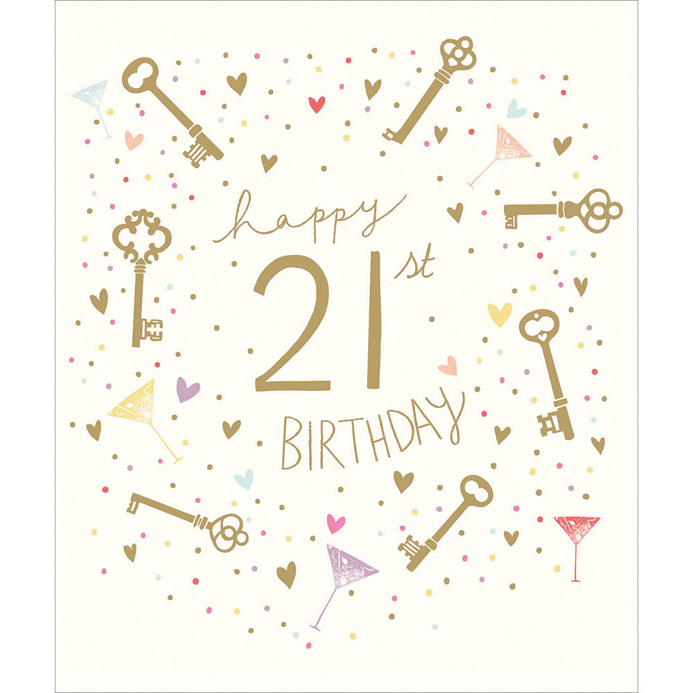 Golden Keys 21st Birthday Card by penny black
