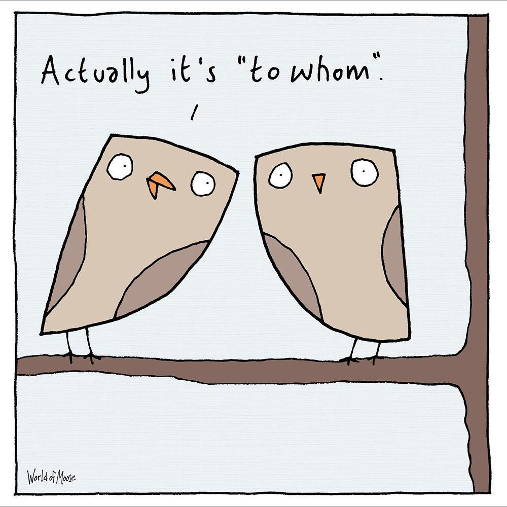 Actually It&#39;s To Whom Funny Owls Card - Penny Black