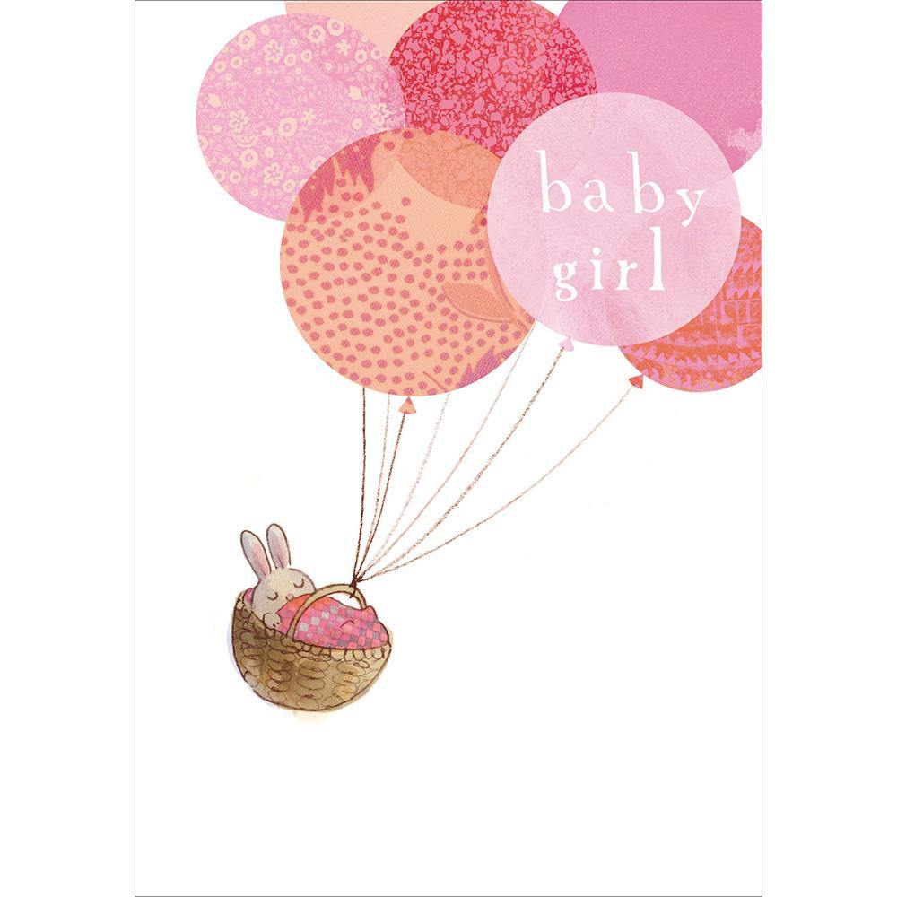 Baby Girl Balloon Basket Card - Penny Black