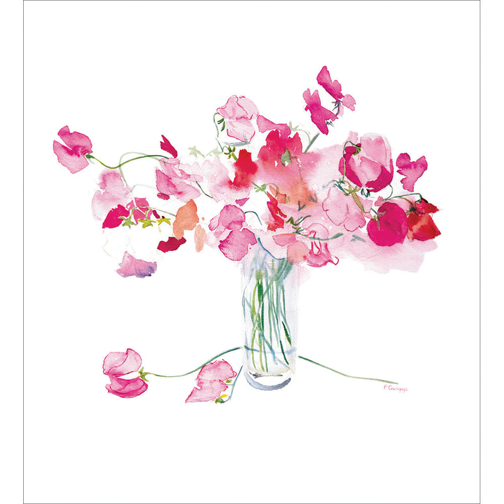 Watercolour Sweet Peas Card - Penny Black