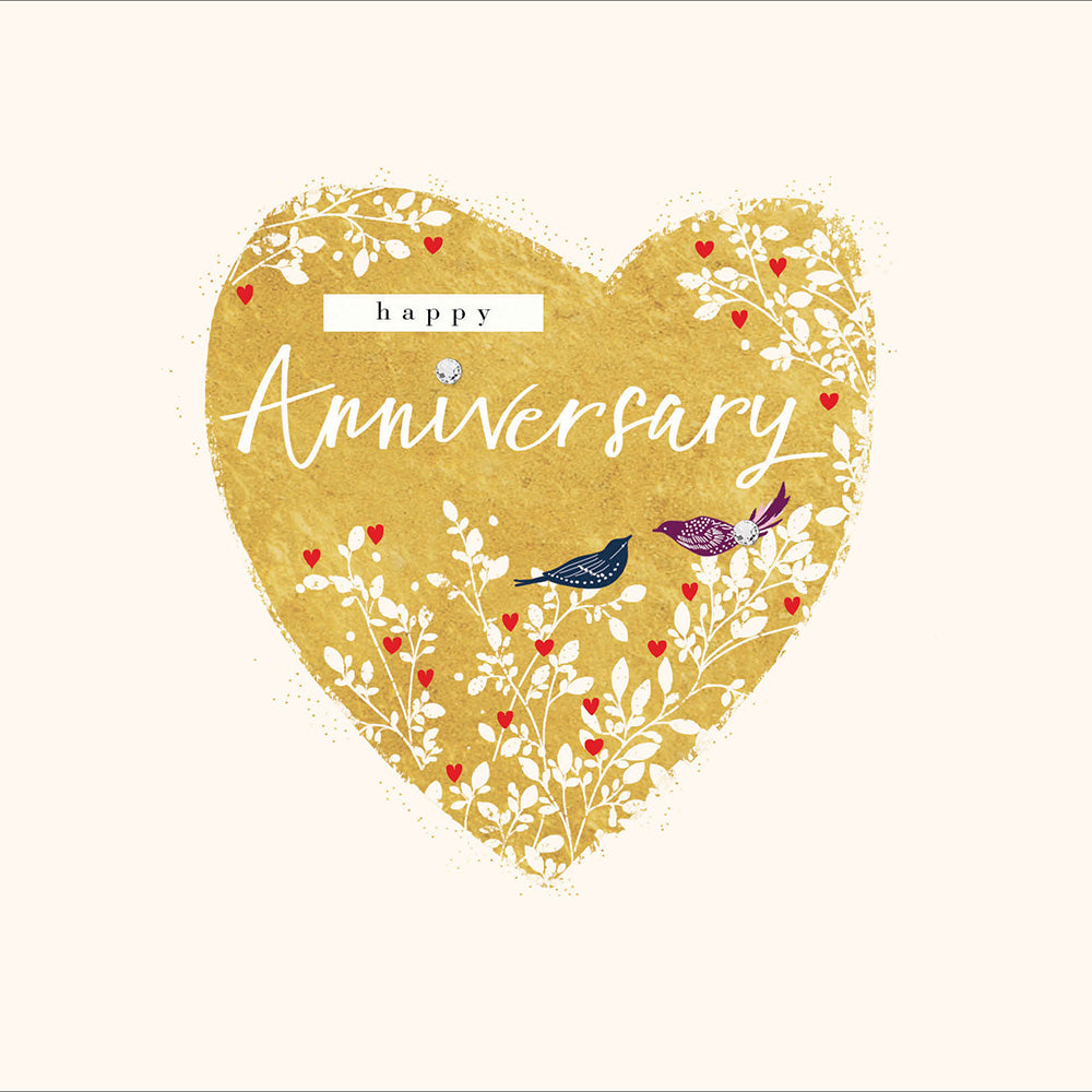 Gold Floral Heart Embellished Anniversary Card from Penny Black