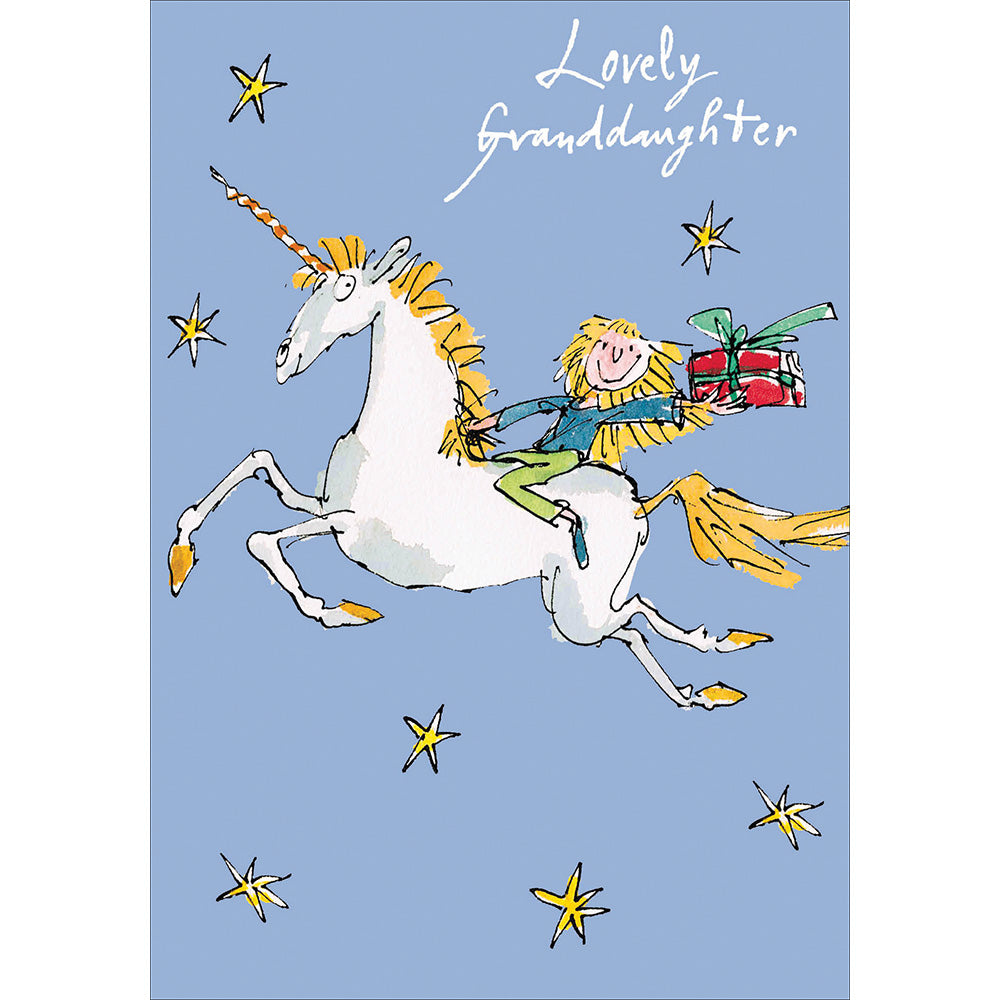 Unicorn Lovely Granddaughter Quentin Blake Birthday Card - Penny Black