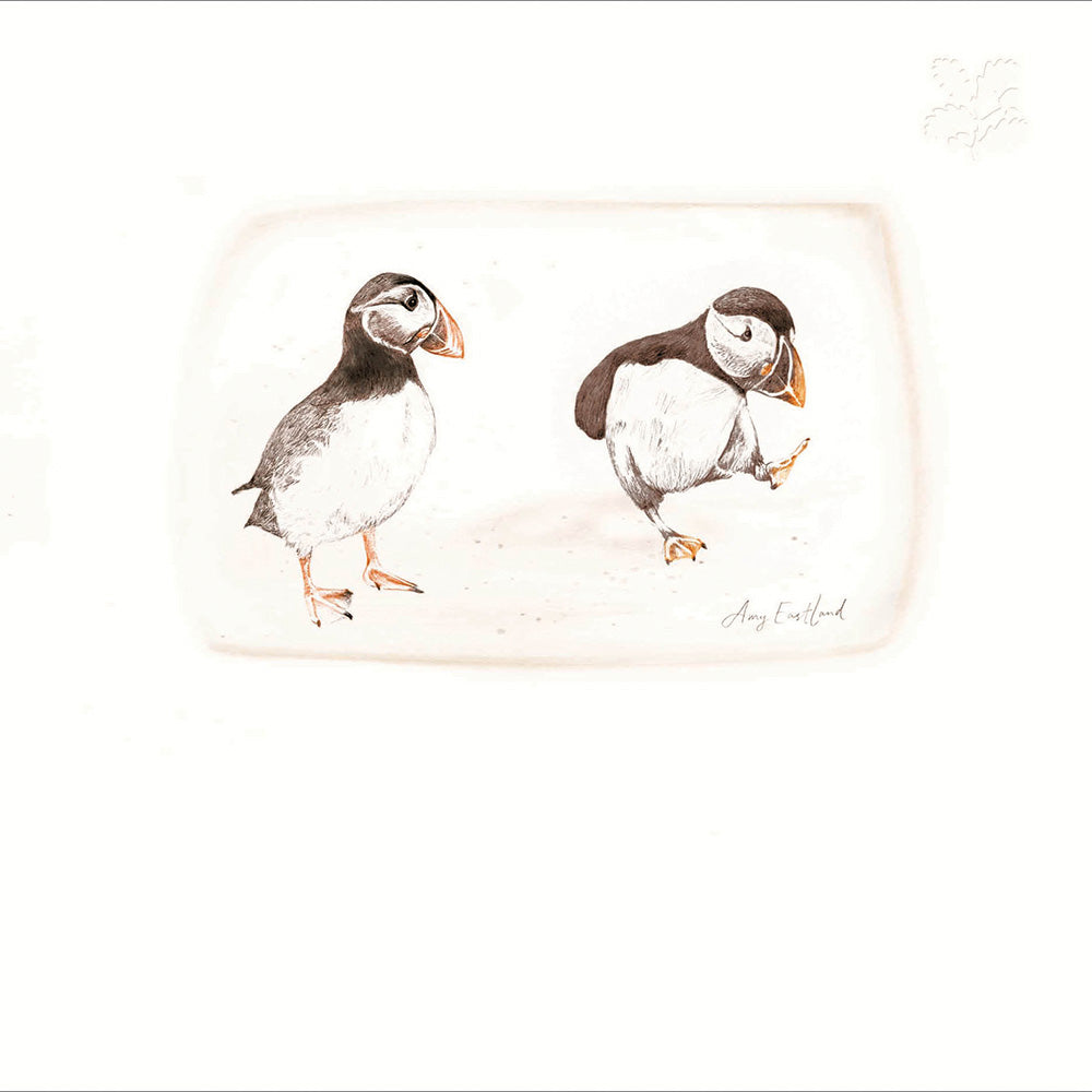 Two Puffins Illustrated Card - Penny Black