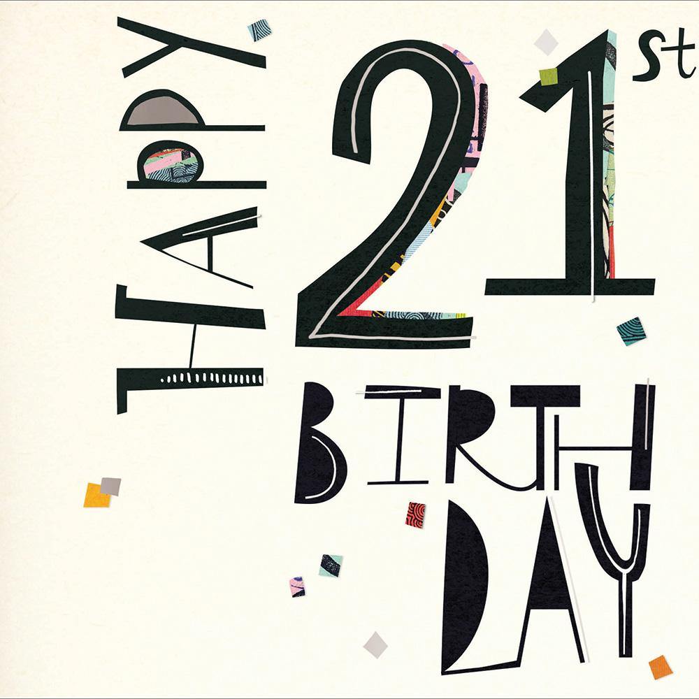Collage 21st Birthday Card - Penny Black