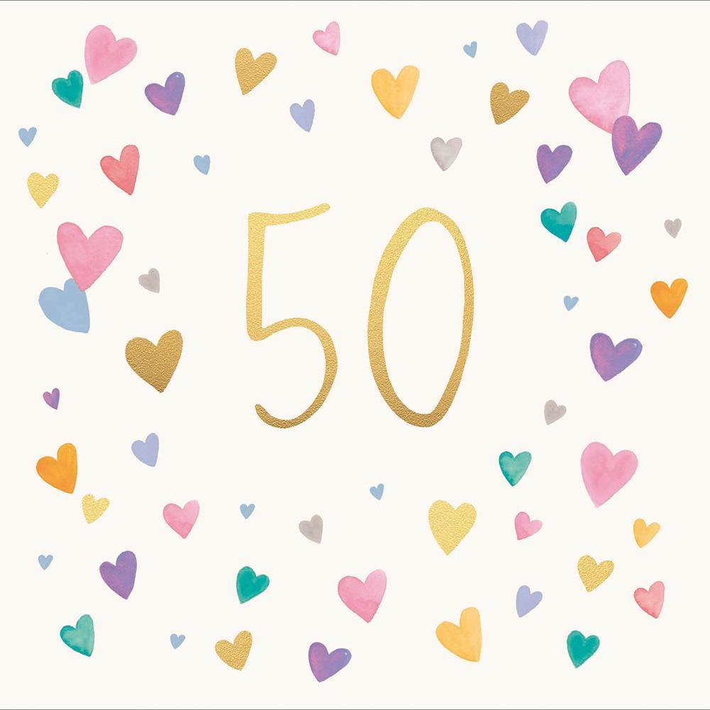 Confetti Hearts 50th Birthday Card - Penny Black