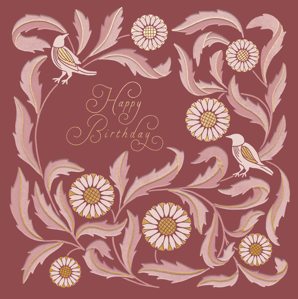 Burgundy Birds Botanical Heritage Birthday Card from Penny Black