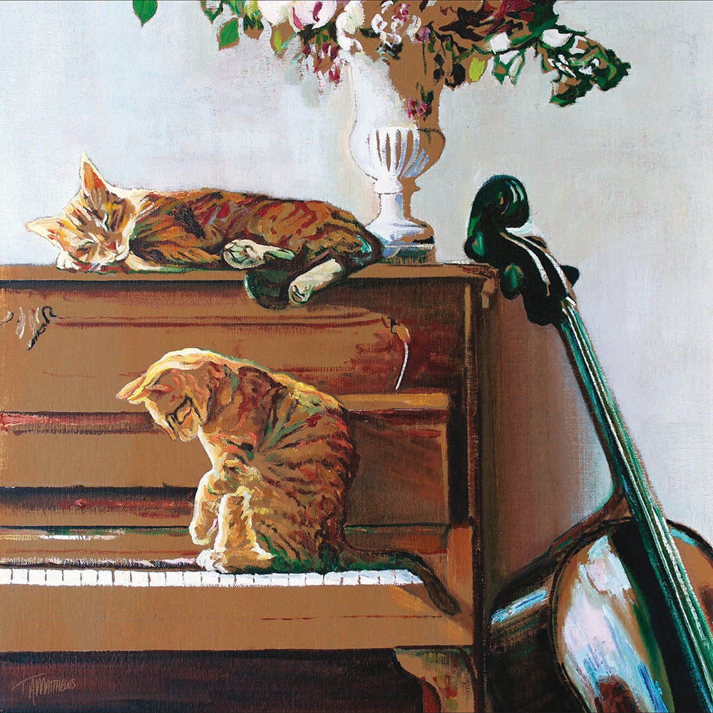 Cats on Piano Art Card from Penny Black