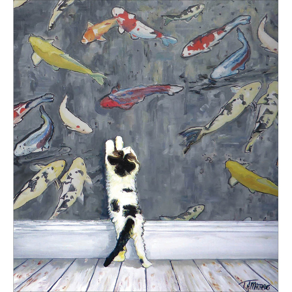 Curious Cat and Koi Art Card from Penny Black