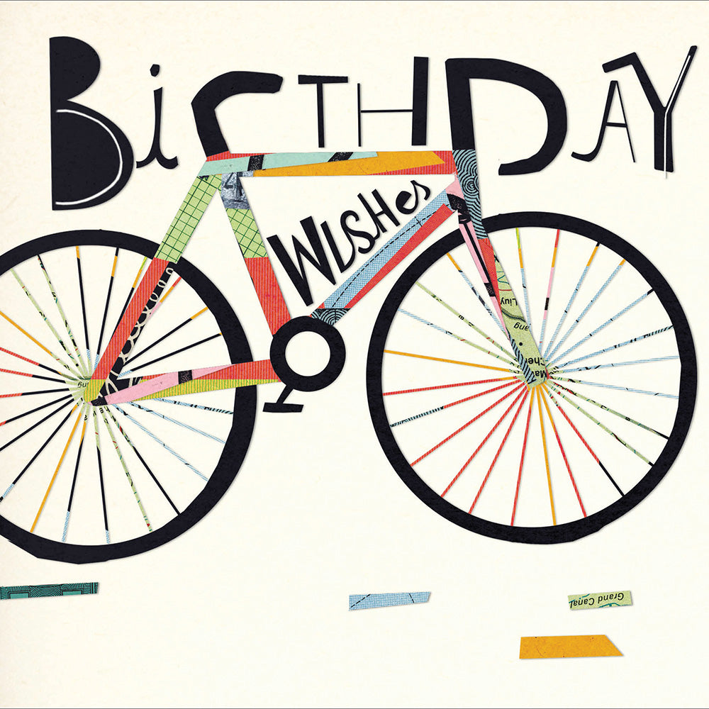 Collage Bicycle Birthday Wishes Card from Penny Black