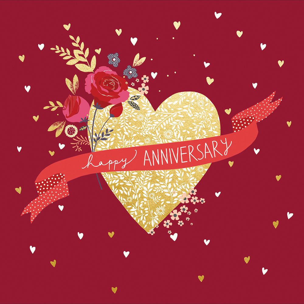 Gold Heart Happy Anniversary Card from Penny Black