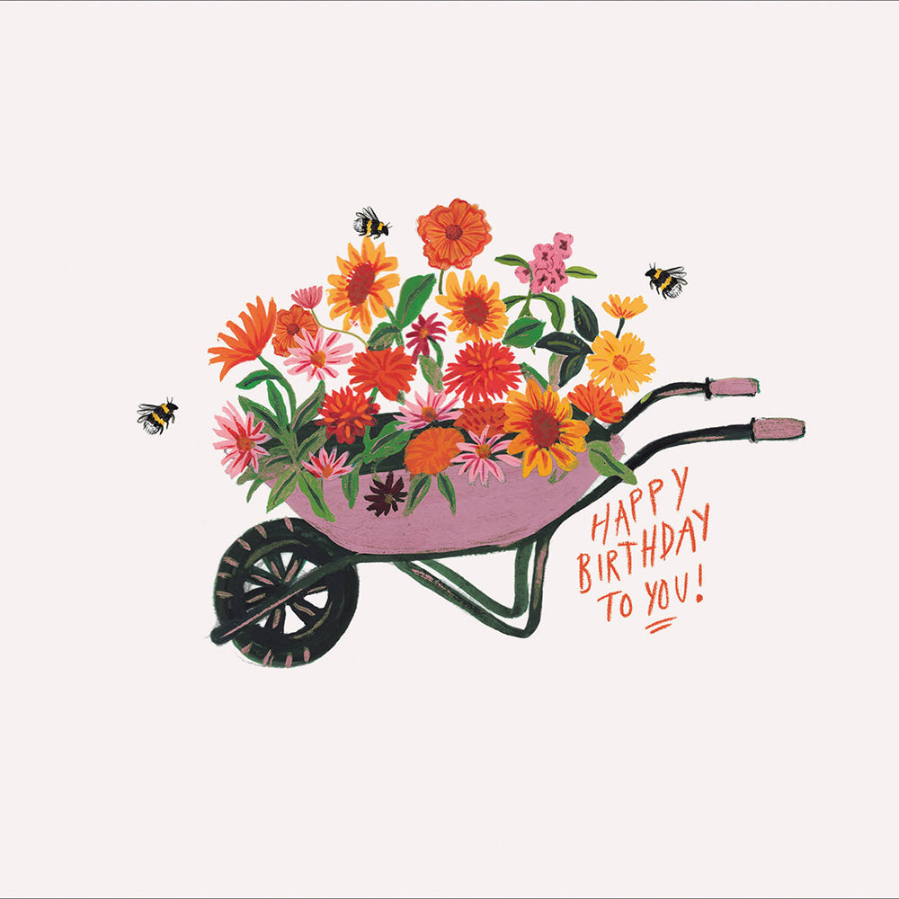 Bees at Wheelbarrow Flowers Charity Birthday Card from Penny Black