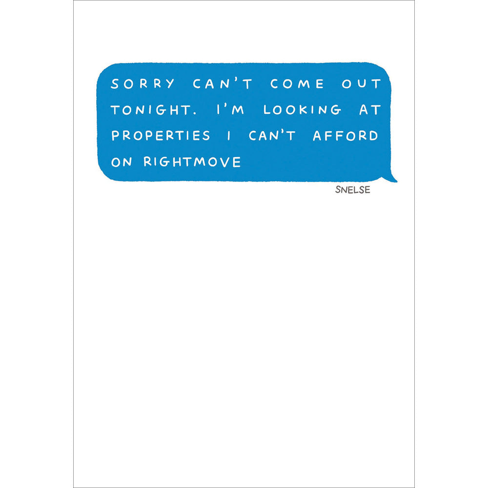 Can't Afford Rightmove Funny Card from Penny Black