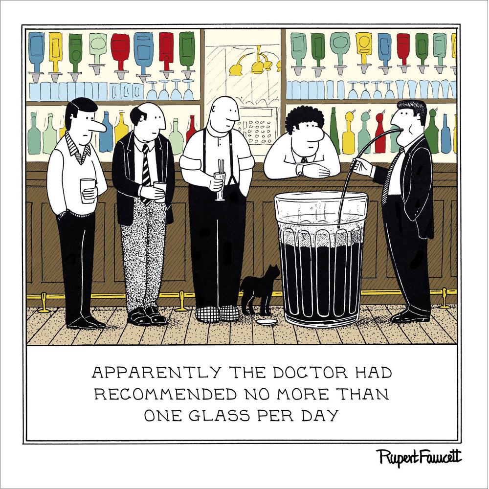 Fred's One Glass a Day Funny Card from Penny Black