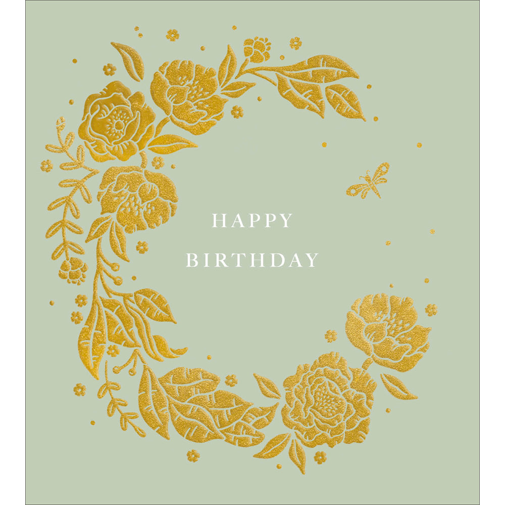 Opulent Gold Floral Crest Birthday Card from Penny Black