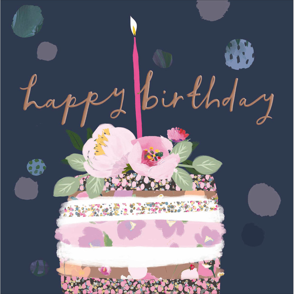 Navy Floral Cake Stack Birthday Card from Penny Black