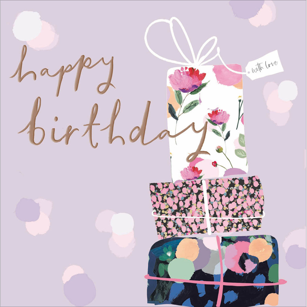 Lilac Floral Gift Stack Birthday Card from Penny Black