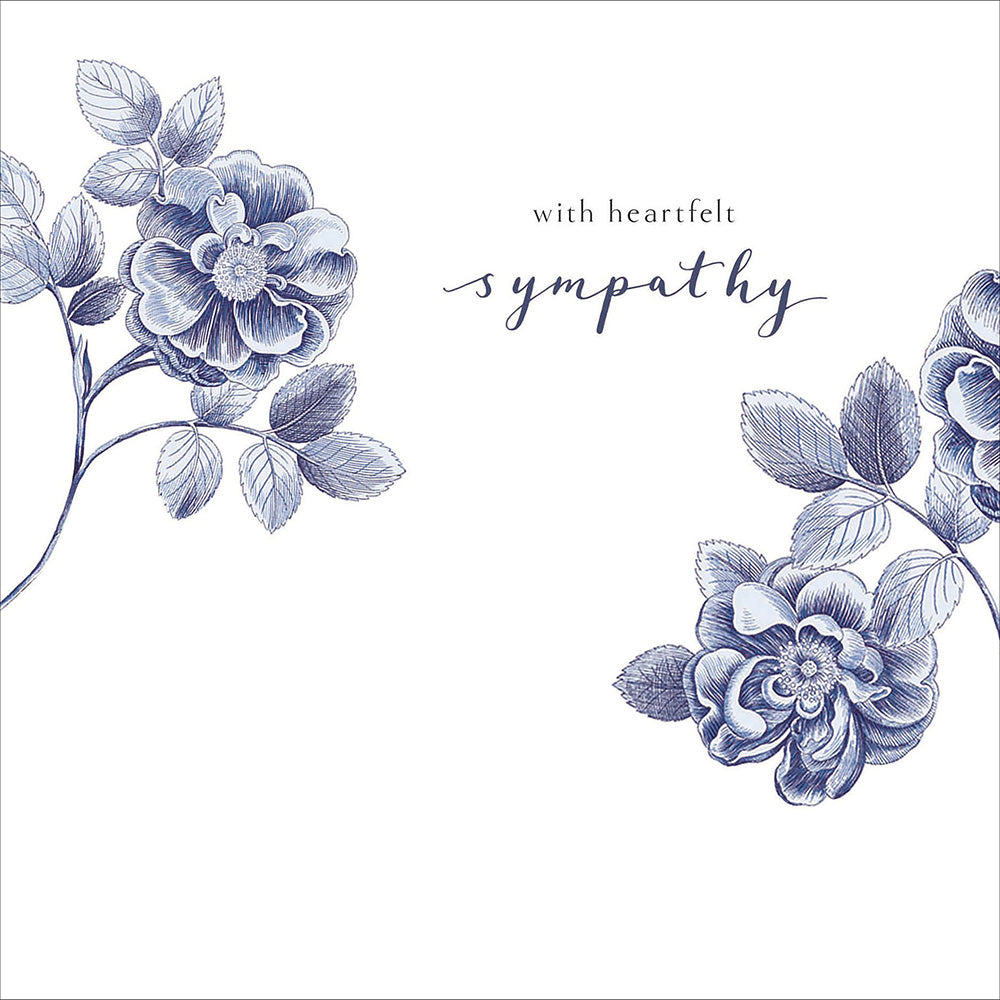 Heartfelt Sympathy Blue Floral Sanderson Card from Penny Black