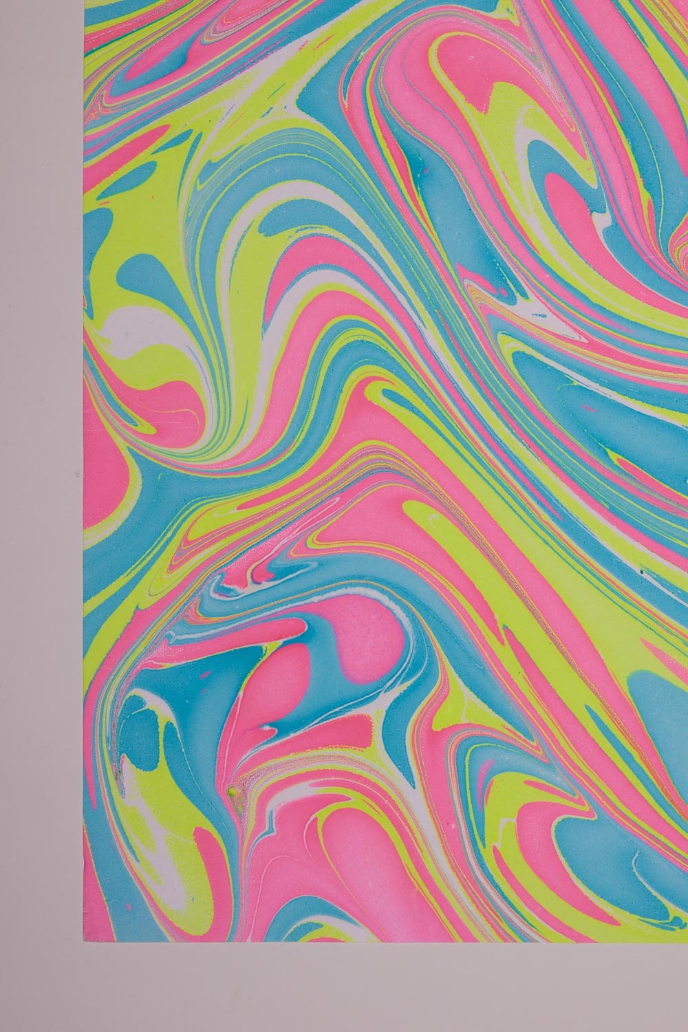 Neon Waves Hand Marbled Wrapping Paper Sheet