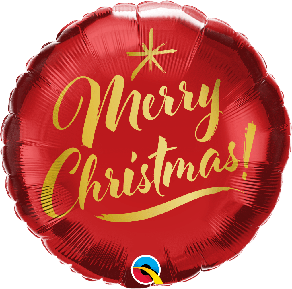 Merry Christmas Red & Gold Script 18" Foil Balloon - Penny Black