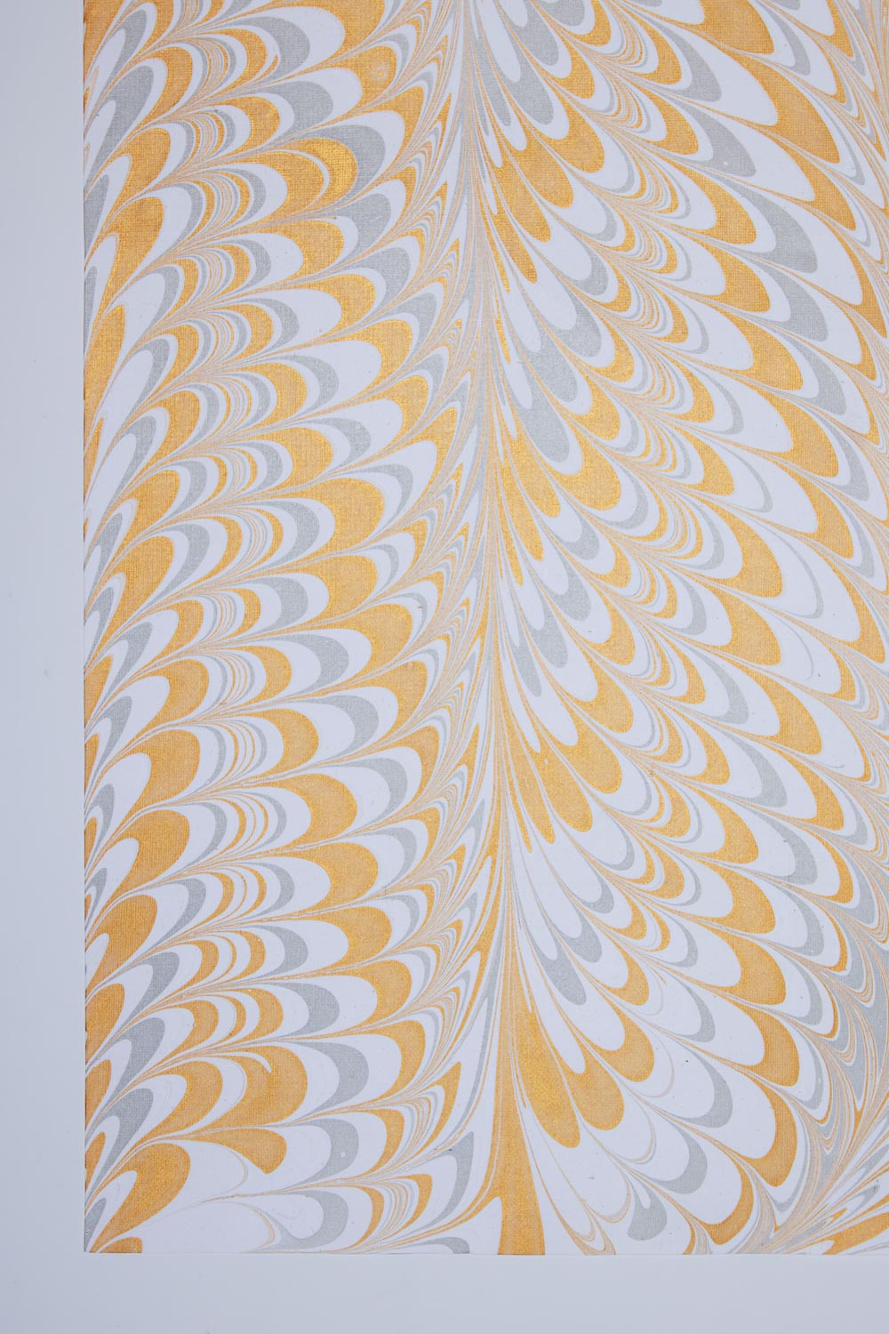 White Peacock Hand Marbled Wrapping Paper Sheet