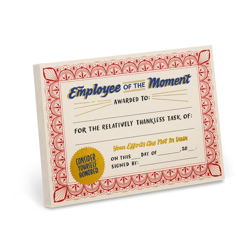 Employee Of The Moment Certificate Notepad