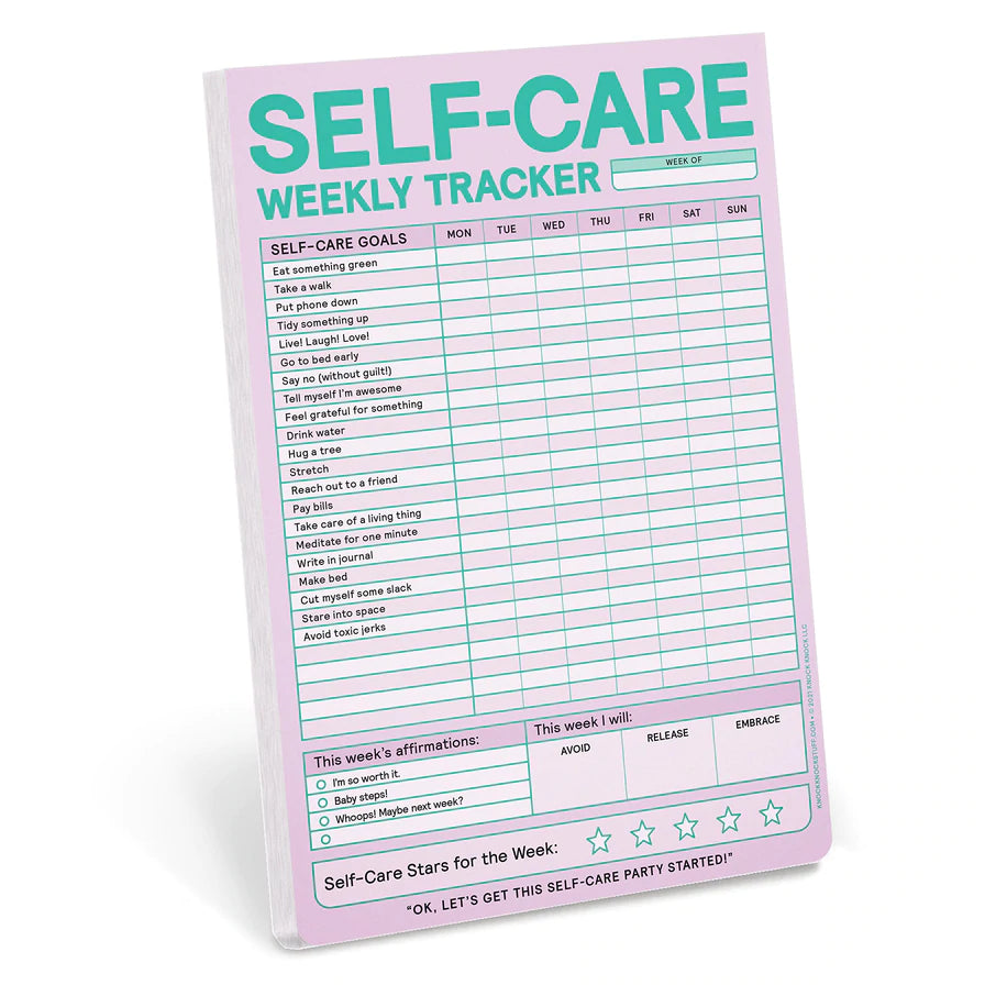 Self-Care Weekly Tracker Pastel Knock Knock Notepad