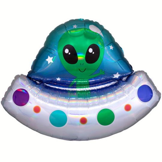 Alien Spaceship Holographic 28&quot; Foil Balloon