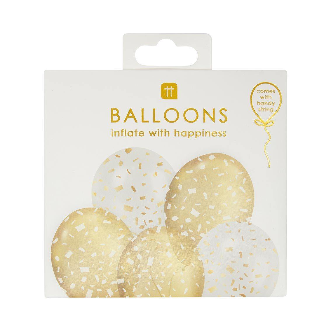 Gold Confetti Latex Balloons Set - Penny Black
