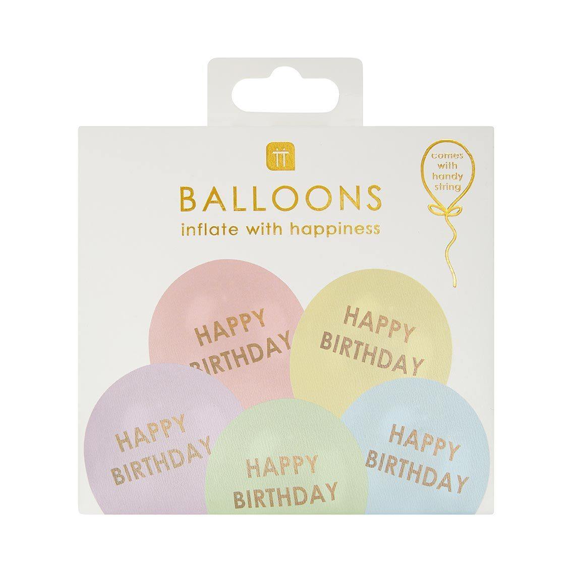 Pastel Happy Birthday Latex Balloons Set - Penny Black