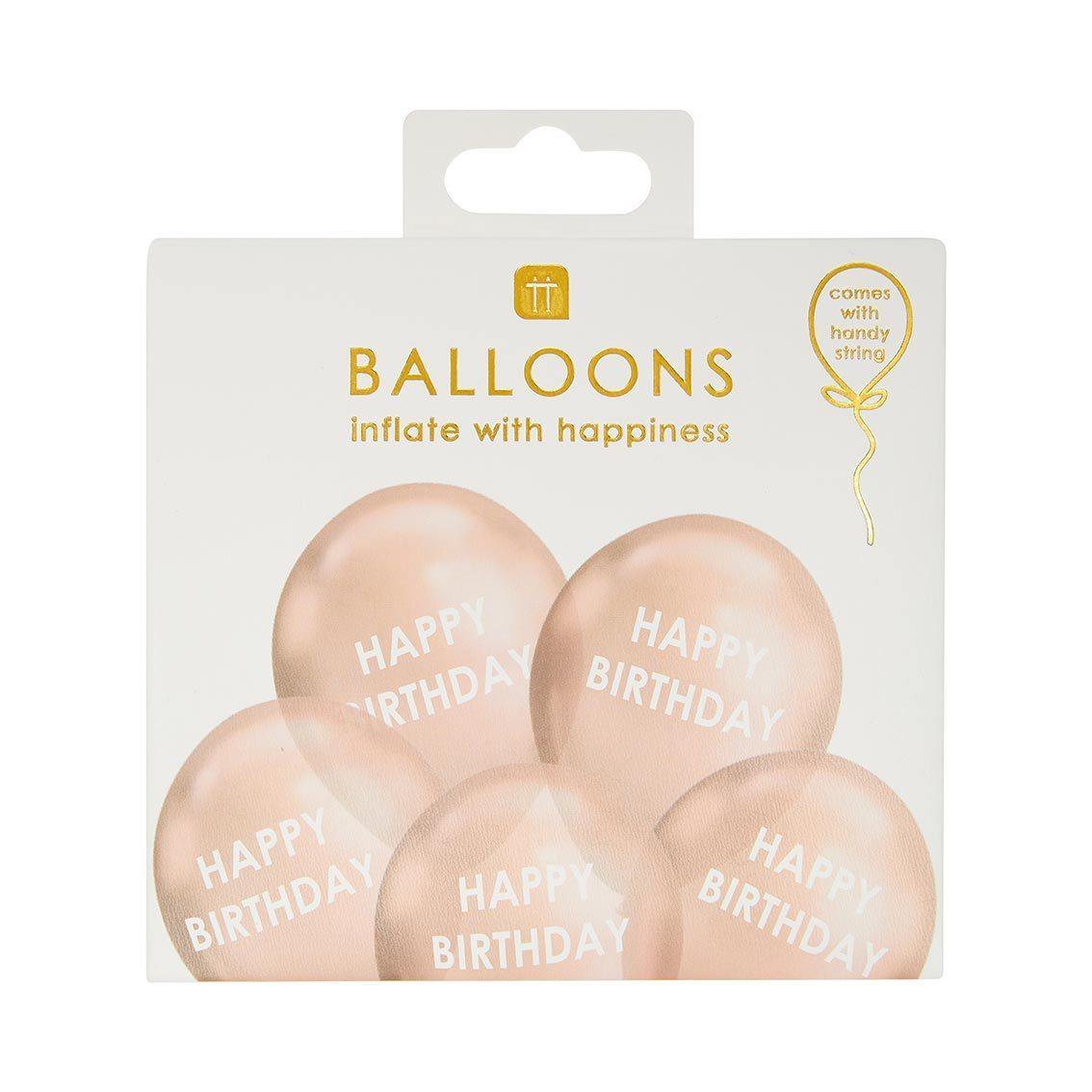 Rose Gold Happy Birthday Latex Balloons Set - Penny Black