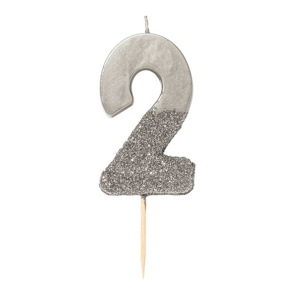 Silver Glitter Number Candle - Penny Black