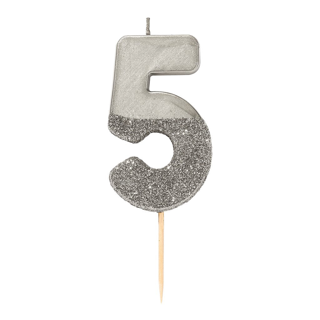 Silver Glitter Number Candle - Penny Black