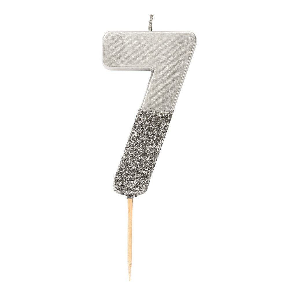 Silver Glitter Number Candle - Penny Black