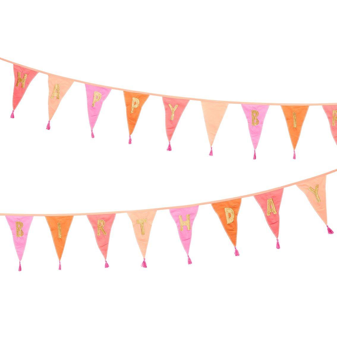 We Heart Birthdays Pink Happy Birthday Eco Fabric Bunting - Penny Black