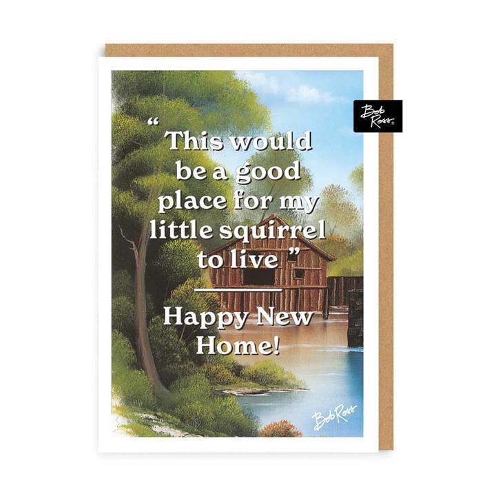 Little Squirrel Bob Ross New Home Card - Penny Black